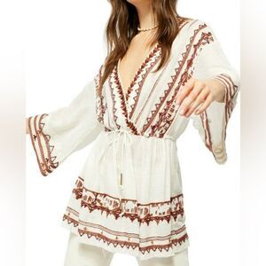NWT Free People Saffron Embroidered Tunic | Small | Ivory